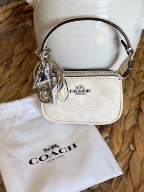 Coach Mini Nolita Leather bag charm in Chalk